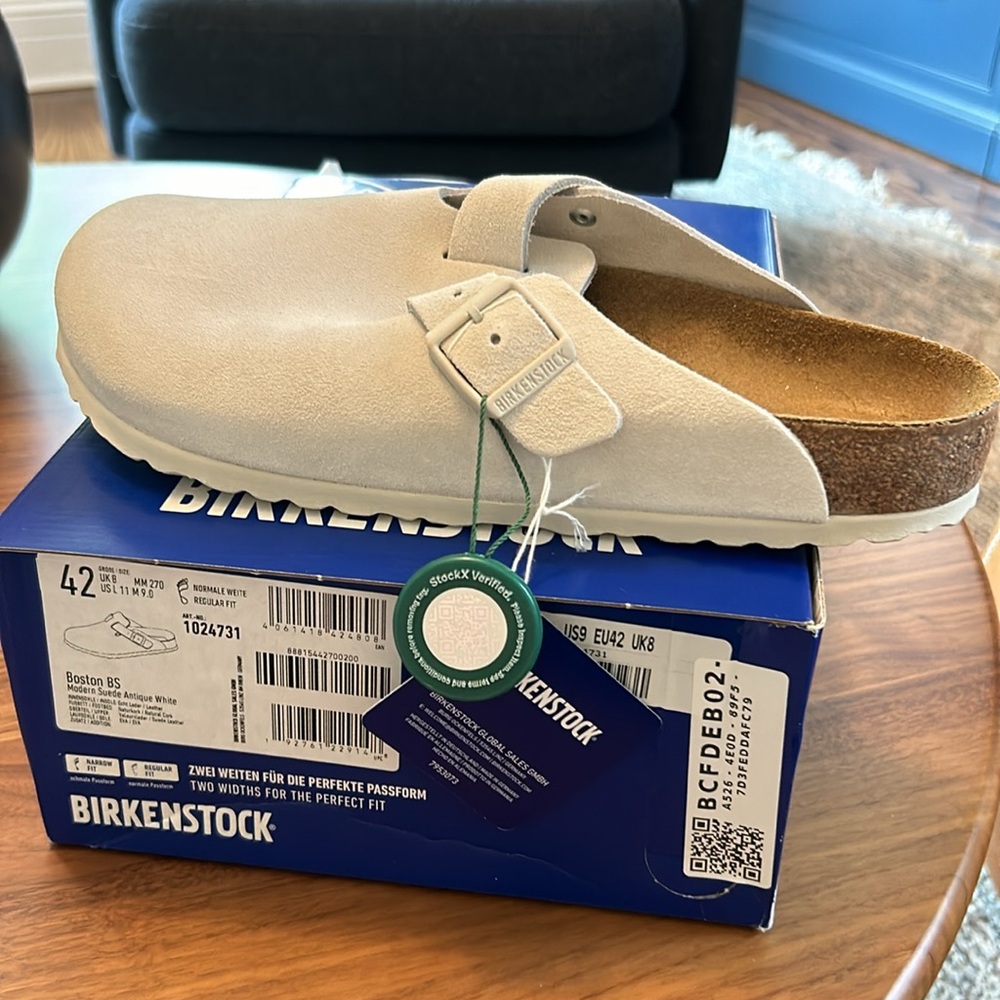 NIB Birkenstock Boston BS Antique White 42